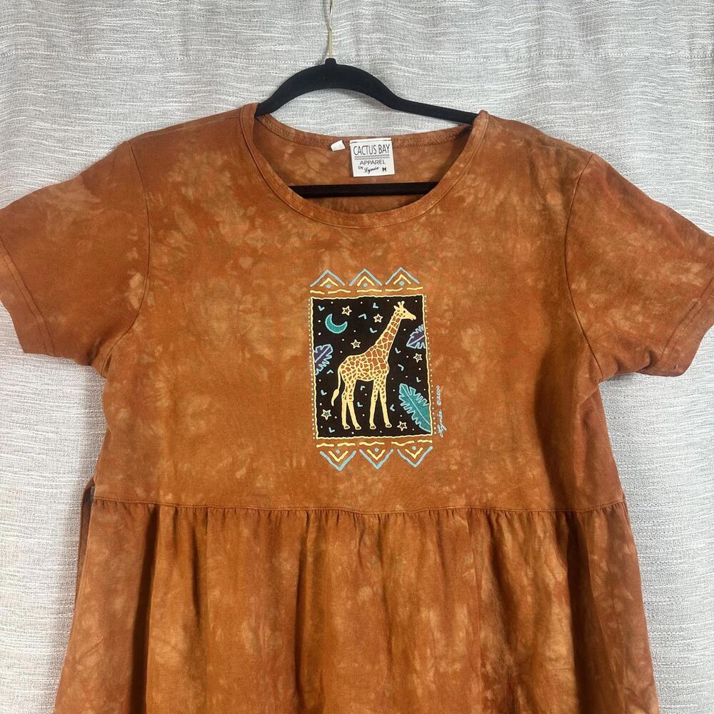 Vintage Cactus Bay Maxi Tie-Dye rust color Dress with Giraffe Print Size M - Picture 4 of 5